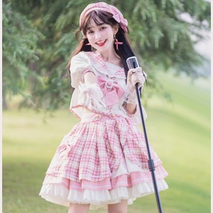 Sakura Sky Idol Lolita Style Top & Skirt Set (ME06)